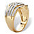 Diamond Two-Tone Oval-Shaped Multi-Row Engagement Ring 1/8 TCW in 18k Gold over Sterling Silver-12 at PalmBeach Jewelry