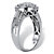 Round Diamond Cluster Floating Halo Engagement Ring 1/8 TCW in Platinum over Sterling Silver-12 at PalmBeach Jewelry