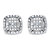 Diamond Squared Cluster Halo Button Earrings 1/8 TCW in Platinum over Sterling Silver-11 at PalmBeach Jewelry