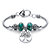 Green Beaded Tree of Life and Owl Bali-Style Charm Bracelet in Silvertone 7.5"-11 at PalmBeach Jewelry