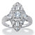 Round Cubic Zirconia  Art Deco-Style Navette Ring 1.03 TCW in Platinum over Sterling Silver-11 at PalmBeach Jewelry