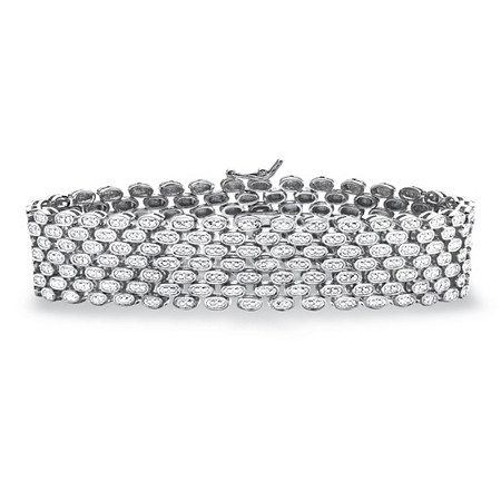 Diamond Accent Panther-Link Bracelet in Silvertone 7.25" at PalmBeach Jewelry