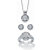 Round Pave Diamond 3-Piece Cluster Floating Halo Set 1/3 TCW in Platinum over Sterling Silver 18"-20"-11 at PalmBeach Jewelry