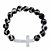 Crystal Horizontal Cross Black and White Beaded Stretch Bracelet in Silvertone 7.5"-12 at PalmBeach Jewelry