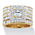 Princess-Cut Cubic Zirconia 3-Piece Double Halo Wedding Ring Set 3.64 TCW in 14k Gold over Sterling Silver-11 at PalmBeach Jewelry