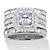 3.64 TCW Princess-Cut Cubic Zirconia Platinum over Sterling Silver Double Halo Engagement Ring-11 at PalmBeach Jewelry