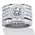 Round Cubic Zirconia 3-Piece Double Halo Multi-Row Wedding Ring Set 3.60 TCW in Platinum over Sterling Silver-11 at PalmBeach Jewelry