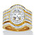 Oval-Cut Cubic Zirconia 3-Piece Double Halo Scalloped Wedding Ring Set 2.60 TCW Gold-Plated-11 at PalmBeach Jewelry