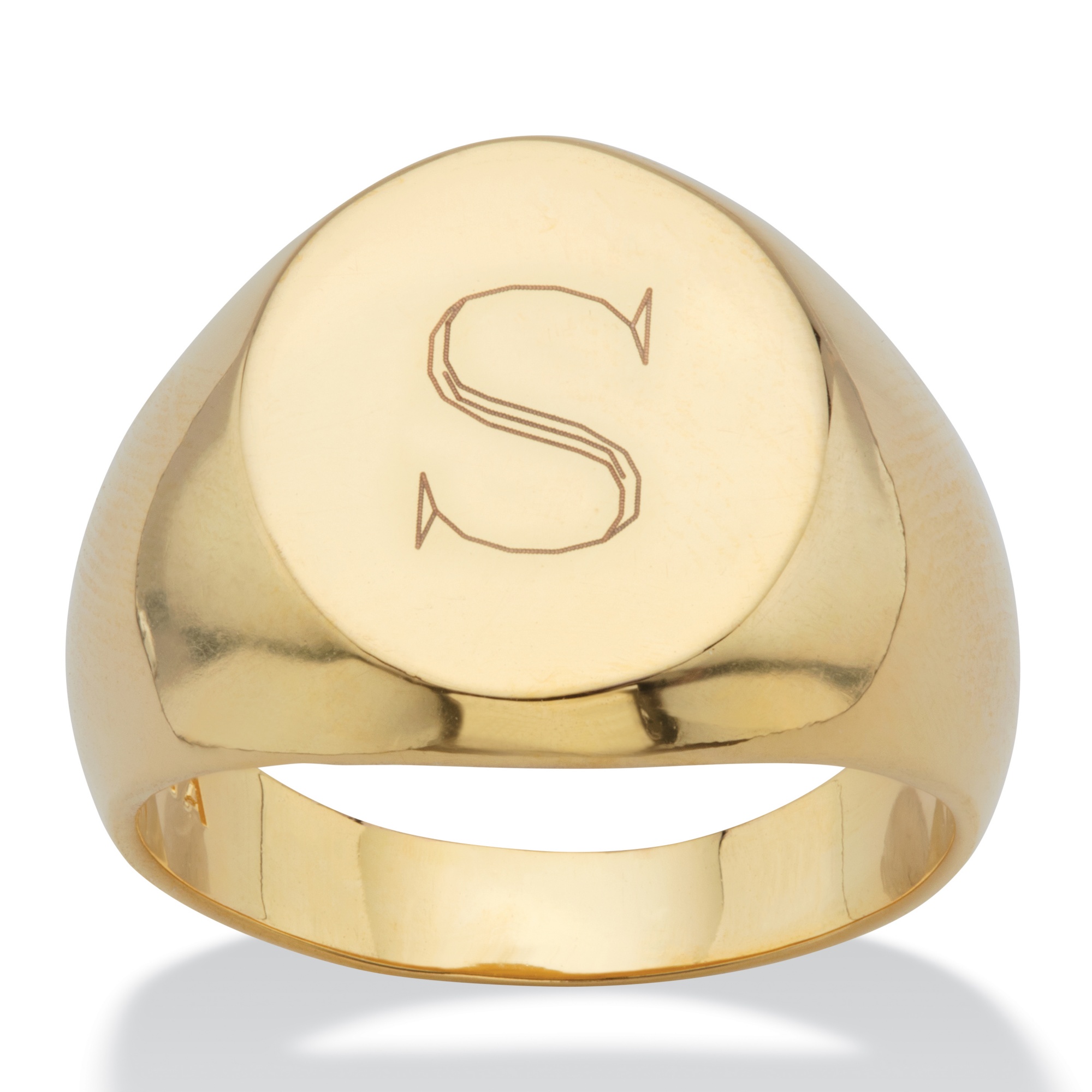 Men's Oval Personalized Monogrammed Initial Ring in GoldPlated at
