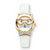 Crystal Accent Bowtie Cat Watch With White Face and Adjustable White Strap in Gold Tone 8"-11 at Direct Charge presents PalmBeach