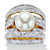 Simulated Pearl and Round Crystal Multi-Row Cocktail Ring in Silvertone-11 at PalmBeach Jewelry