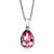 Pear-Cut Pink Crystal Pendant Necklace in Silvertone 18" - 20"-11 at PalmBeach Jewelry