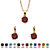 Round Simulated Birthstone Earring and Solitaire Pendant Necklace Set in Gold Tone 18"-101 at PalmBeach Jewelry