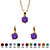 Round Simulated Birthstone Earring and Solitaire Pendant Necklace Set in Gold Tone 18"-102 at PalmBeach Jewelry