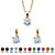 Round Simulated Birthstone Earring and Solitaire Pendant Necklace Set in Gold Tone 18"-104 at PalmBeach Jewelry