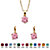Round Simulated Birthstone Earring and Solitaire Pendant Necklace Set in Gold Tone 18"-106 at PalmBeach Jewelry