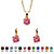 Round Simulated Birthstone Earring and Solitaire Pendant Necklace Set in Gold Tone 18"-110 at PalmBeach Jewelry