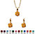 Round Simulated Birthstone Earring and Solitaire Pendant Necklace Set in Gold Tone 18"-111 at PalmBeach Jewelry
