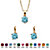 Round Simulated Birthstone Earring and Solitaire Pendant Necklace Set in Gold Tone 18"-112 at PalmBeach Jewelry