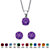 Round Simulated Birthstone Solitaire Earring and Necklace Set in Platinum over Silver 18"-20"-102 at PalmBeach Jewelry