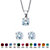 Round Simulated Birthstone Solitaire Earring and Necklace Set in Platinum over Silver 18"-20"-104 at PalmBeach Jewelry