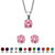 Round Simulated Birthstone Solitaire Earring and Necklace Set in Platinum over Silver 18"-20"-106 at PalmBeach Jewelry