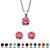 Round Simulated Birthstone Solitaire Earring and Necklace Set in Platinum over Silver 18"-20"-110 at PalmBeach Jewelry
