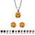 Round Simulated Birthstone Solitaire Earring and Necklace Set in Platinum over Silver 18"-20"-111 at PalmBeach Jewelry