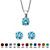 Round Simulated Birthstone Solitaire Earring and Necklace Set in Platinum over Silver 18"-20"-112 at PalmBeach Jewelry