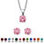 Round Simulated Birthstone Solitaire Earring and Necklace Set in Platinum over Silver 18"-20"-11 at PalmBeach Jewelry