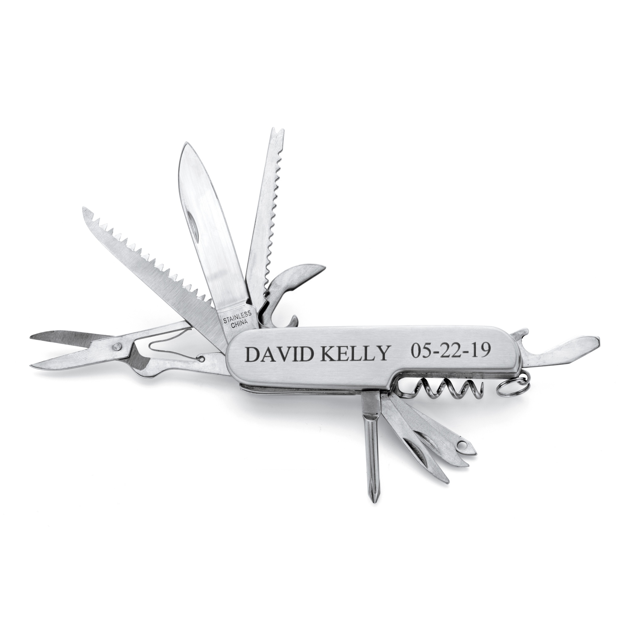 Personalized Engraved MultiTool Pocket Utility Knife in Stainless