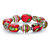 Red and Green Holiday Beaded Silvertone Stretch Bracelet 7"-11 at PalmBeach Jewelry
