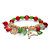 Red and Green Crystal Silvertone Holiday Reindeer Charm Stretch Bracelet 7"-11 at Direct Charge presents PalmBeach