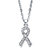 Round Crystal Breast Cancer Awareness Pendant Necklace in Silvertone 20"-22.5"-11 at PalmBeach Jewelry