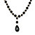 Genuine Black Onyx Pear-Cut and Round Beaded Drop Necklace in Solid 10k Yellow Gold 20"-11 at PalmBeach Jewelry