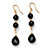 Genuine Black Onyx Round and Briolette Beaded Drop Earrings in Solid 10k Yellow Gold-11 at PalmBeach Jewelry