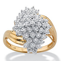 Round Diamond Cluster Bypass Ring 1/8 TCW in 18k Gold over Sterling Silver