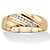Men's Round Diamond Diagonal Grooved Ring 1/8 TCW in 18k Gold over Sterling Silver-11 at Direct Charge presents PalmBeach