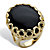 Oval Simulated Black Onyx Gold-Plated Scalloped Cocktail Ring-11 at PalmBeach Jewelry