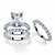 Emerald-Cut Cubic Zirconia Platinum over Sterling Silver 2-Piece Wedding Ring Set with FREE BONUS Ring (9.20 cttw)-11 at PalmBeach Jewelry