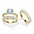 Round and Princess-Cut Cubic Zirconia 3-Piece Bridal Ring Set 5.73 TCW in 14k Gold over Sterling Silver-11 at PalmBeach Jewelry