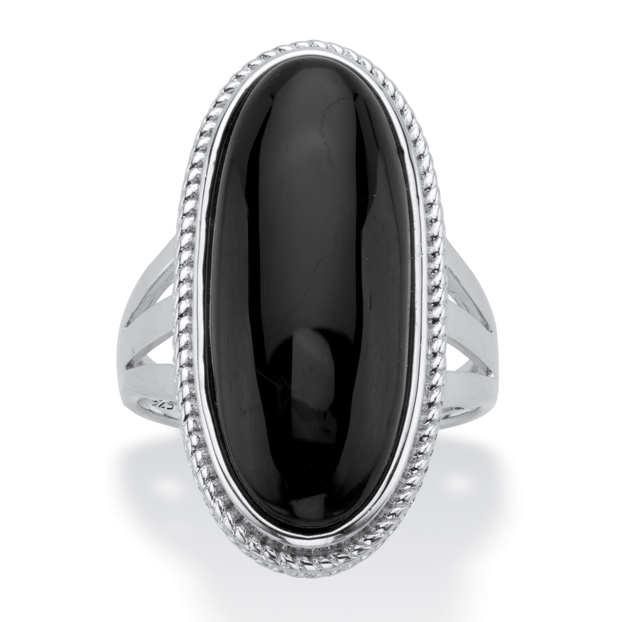Genuine Black Onyx Oval Cabochon Ring in Sterling Silver at PalmBeach ...
