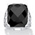 Checkerboard-Cut Genuine Black Onyx Rectangular Ornate Ring in Sterling Silver-11 at PalmBeach Jewelry