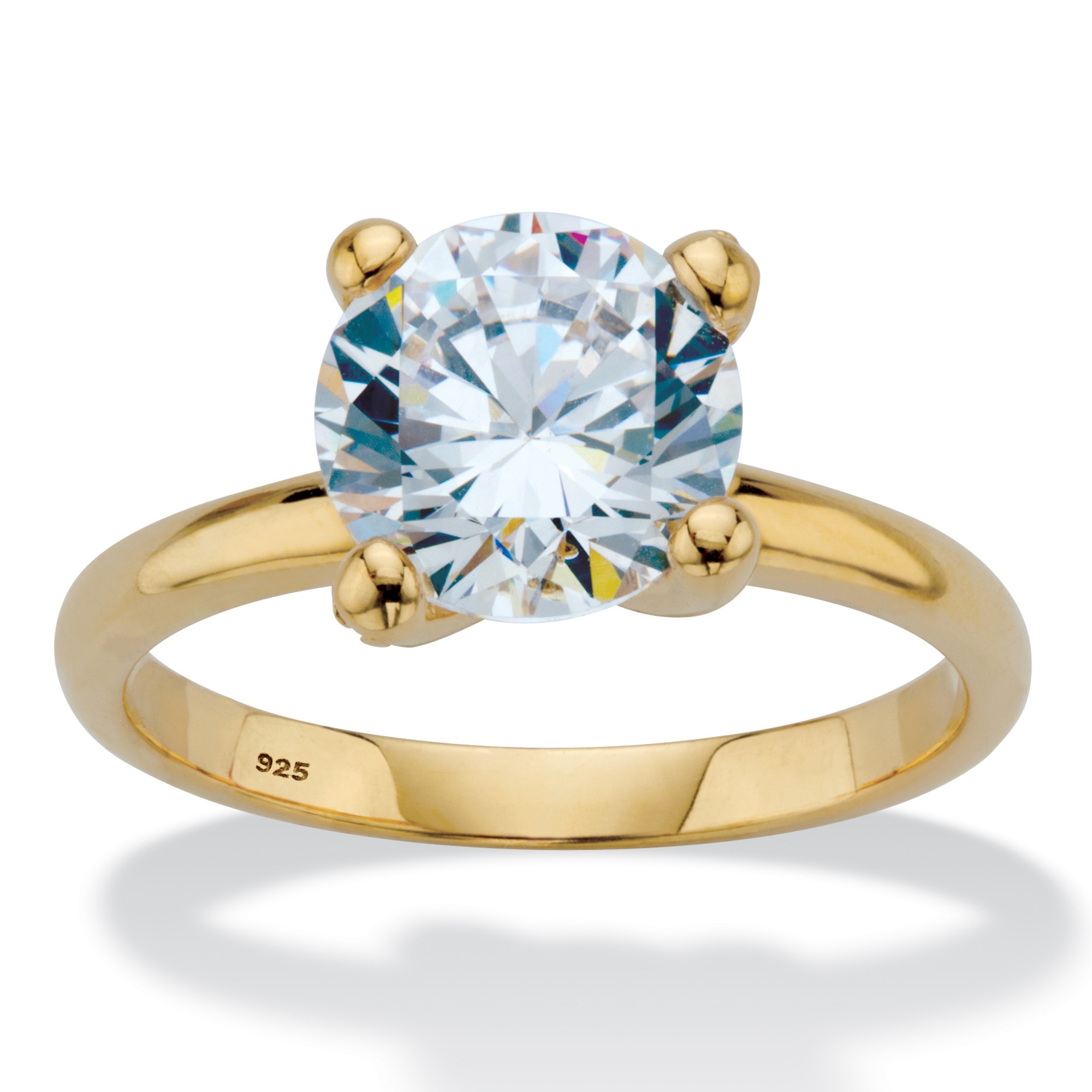 Round Cubic Zirconia Solitaire Engagement Ring Tcw In K Gold Over Sterling Silver At