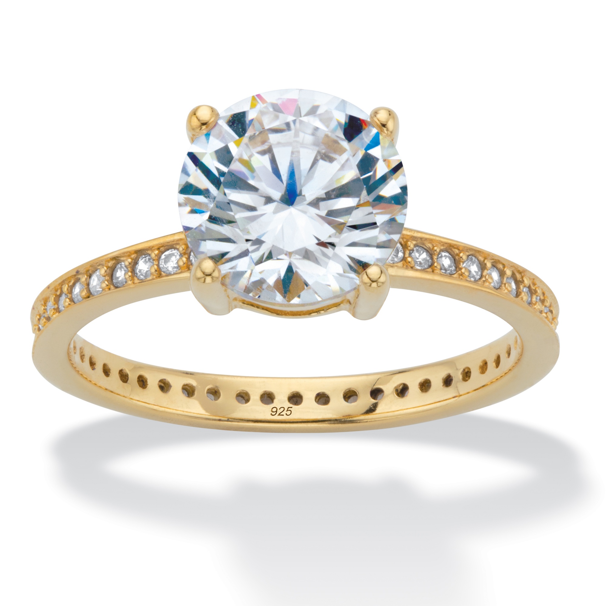 Round Cubic Zirconia Solitaire Eternity Engagement Ring 3.27 TCW in 18k