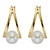 Genuine Cultured Freshwater Pearl Double Hoop Earrings in 14k Gold over Sterling Silver-11 at PalmBeach Jewelry