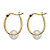 Genuine Cultured Freshwater Pearl Double Hoop Earrings in 14k Gold over Sterling Silver-12 at PalmBeach Jewelry