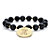 Genuine Black Onyx Personalized Beaded Stretch Charm Bracelet Gold-Plated 7"-11 at PalmBeach Jewelry