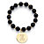 Genuine Black Onyx Personalized Beaded Stretch Charm Bracelet Gold-Plated 7"-12 at PalmBeach Jewelry