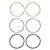 Tri-Tone Polished and Twisted 3-Pair Hoop Earring Set in Silvertone, Black Ruthenium-Plated and Gold Tone 2.5"-11 at PalmBeach Jewelry